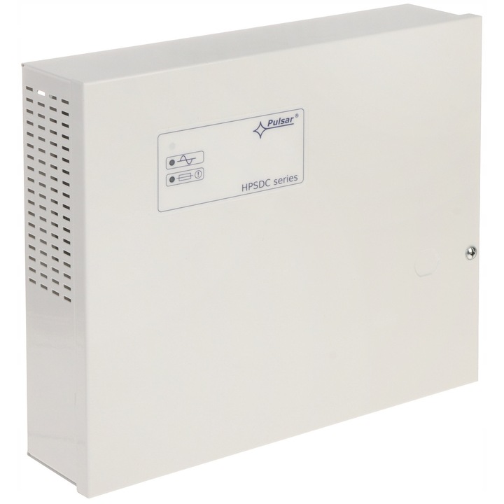 Sursa de alimentare impulsiva Pulsar HPSDC-12V16X1A, 12 V DC, carcasa metalica, 16 iesiri cu sigurante 1 A, 15 A total, alb, 310x265x90 mm