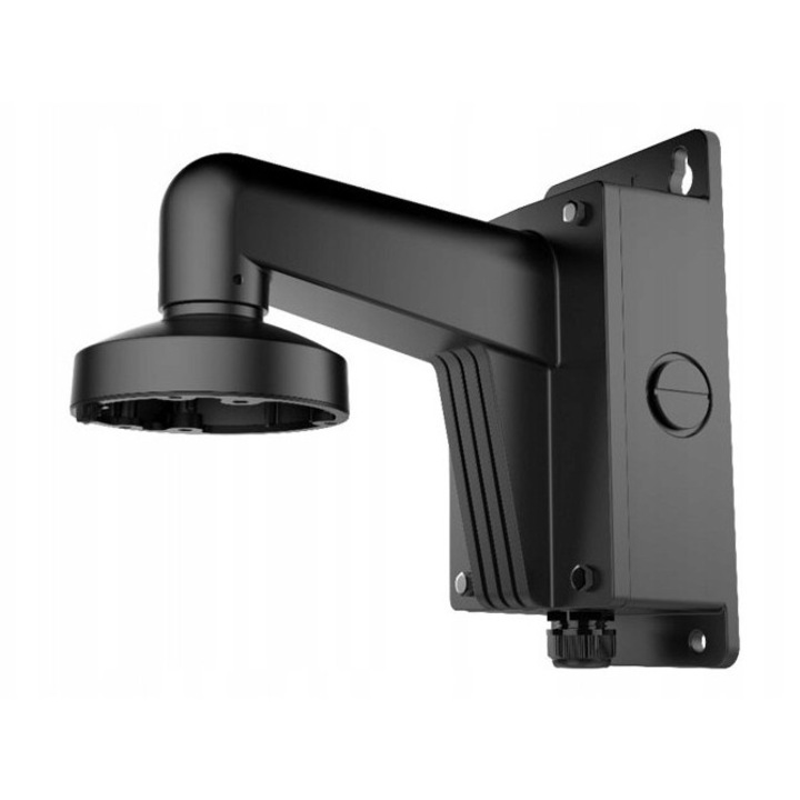 Suport perete pentru camera Hikvision DS-1272ZJ-110B, cu cutie de conexiuni, O 110 mm, aliaj de aluminiu, capacitate 4.5 kg, negru, 1 buc