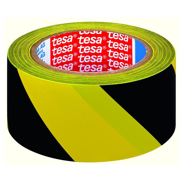 Tesa figyelmeztető szalag 50mmx33m sárga-fekete csúszásmentes
