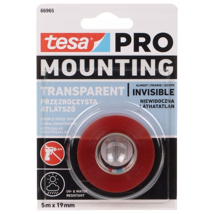 Tesa 4965 kétoldalas ragasztószalag, átlátszó, 0.205mm, 5x19mm