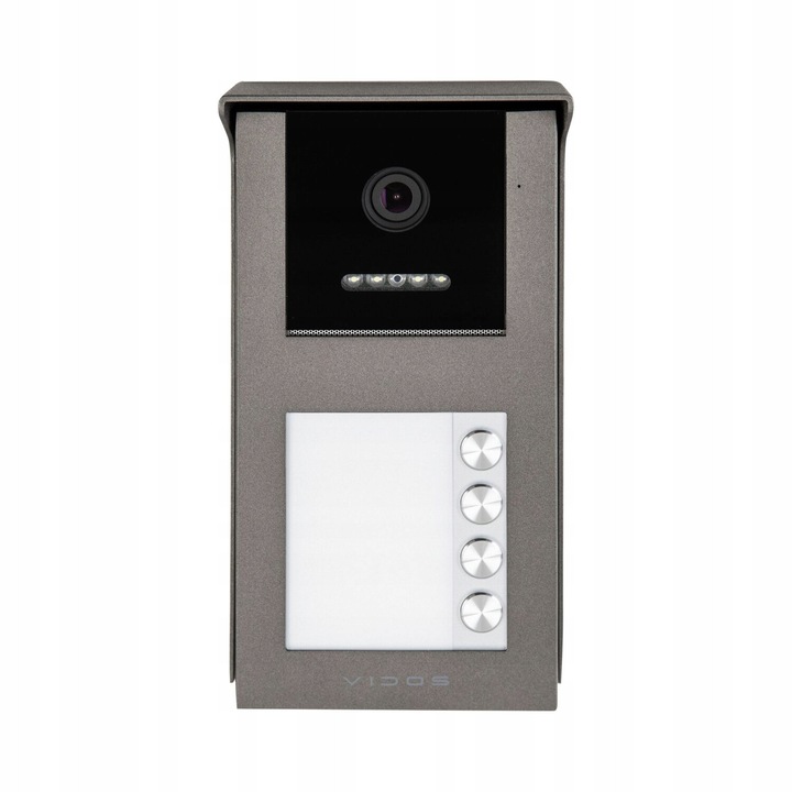 Vidos S101-4 videó kaputelefon, 2Mpx 1080p videó kapuállomás, MIFARE RFID olvasóval és PoE 802.3af/12V-tal, IP54, Antracit, 1 db