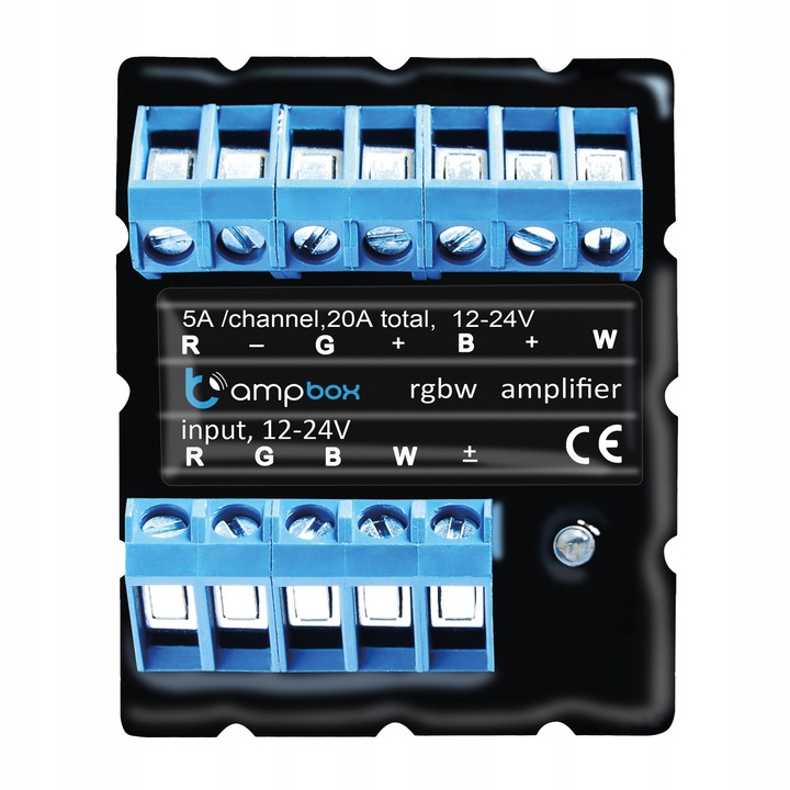 Amplificator led Blebox AmpBox, rgbw, 12–24V DC, 4 canale, 5A/canal, 20A total, 480W, negru