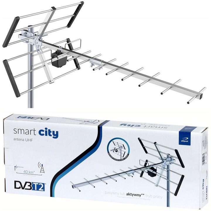 Dipol Smart City irányított antenna, kompakt, alumínium/fekete, 1040x405x355mm
