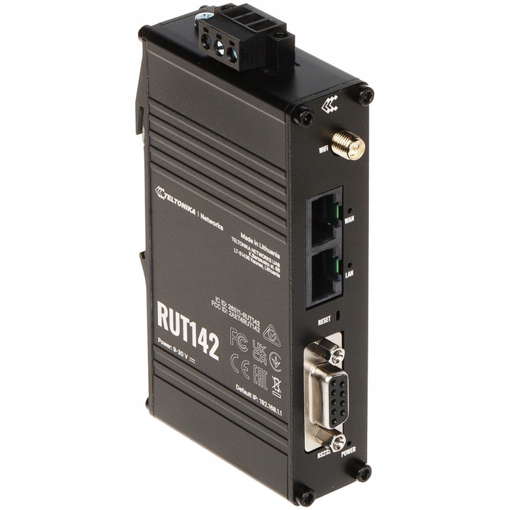 Teltonika RUT142 ipari router, Wi-Fi 2.4 GHz, 300 Mb/s, 123x69x25 mm