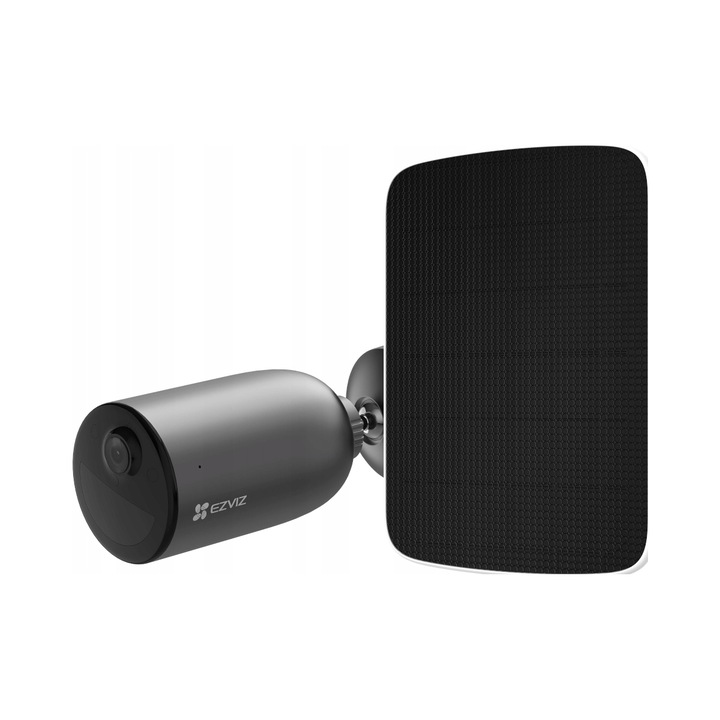 Camera de supraveghere externa Ezviz EB3 2K (3MP), camera video, wi-fi, baterie 5200 mAh cu panou solar F, rezistenta IP65, vedere nocturna color 15 m, negru, 1 buc