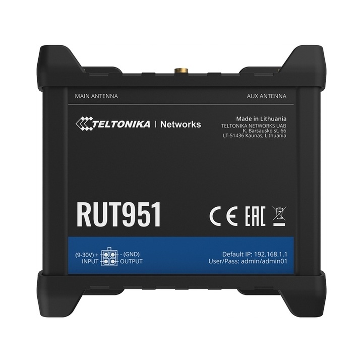 Teltonika RUT951 ipari router dual SIM 4G Wi-Fi 4xEthernet fekete