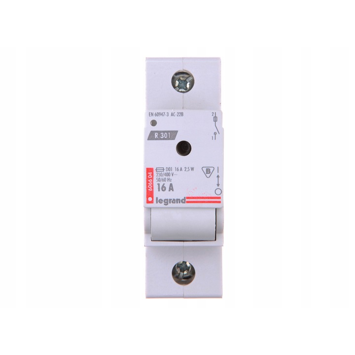 Deconectant cu siguranta Legrand LE-606604 monofazat 16 A D01, cu cartus fuzibil, montaj pe sina TH-35, alb, 1 buc