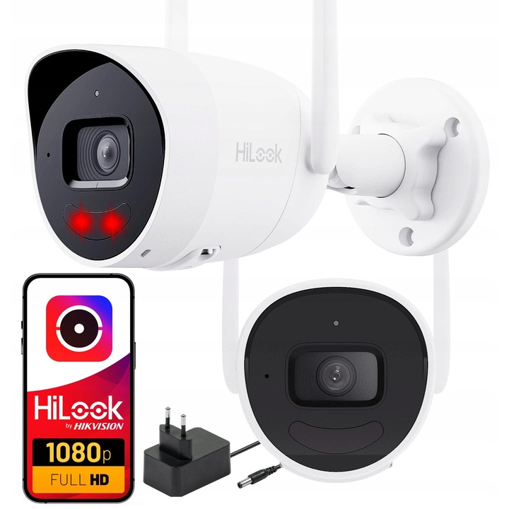 Camera supraveghere HiLook IPC-B120HA-D/W Full HD WiFi alb cu alimentator