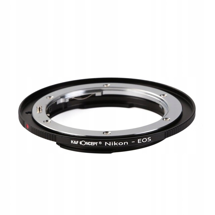 Адаптер за монтиране K&F Concept NIK-EOS за Nikon F (AI) към Canon EOS EF/EF-S, хромиран метал и анодизиран алуминий, без луфт и без отражения, черен, 1 бр