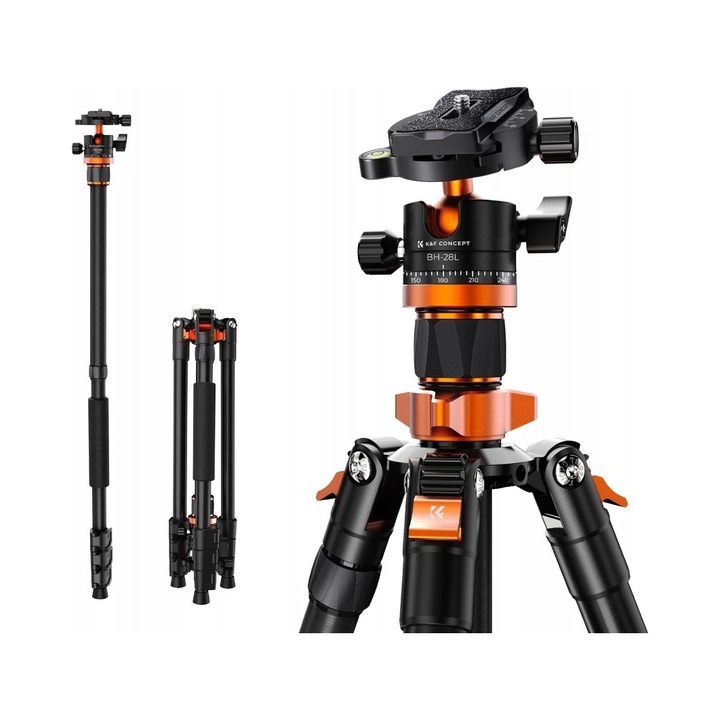 Статив K&F Concept K234A1 алуминий-магнезий 161x5см 1.29кг черен