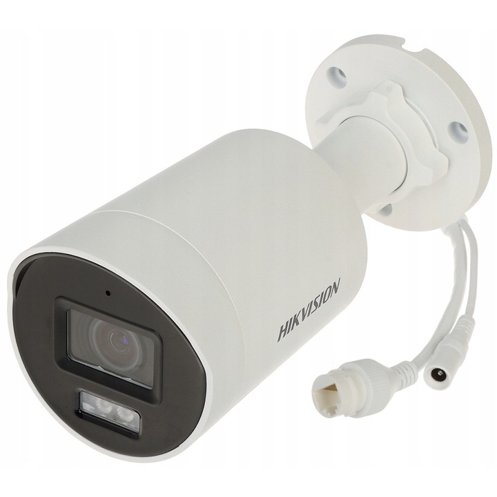 Камера IP Hikvision DS-2CD2047G2H-LIU (4mm) ColorVu, 4 MPx, PoE 802.3af, H.265+/H.264+, IP67, MicroSD до 512GB, Бяла