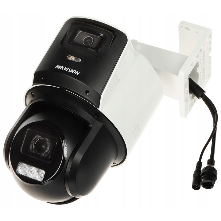 Камера IP PTZ Hikvision DS-2SE3C410MWG-E/14 (2.8mm), TandemVu PTZ+панорамна, 3.7 Mpx, Оптично увеличение 10x (5.76-57.6 mm), PoE 802.3at, IR 80m/30m, WDR 120 dB, Бяло/Черно