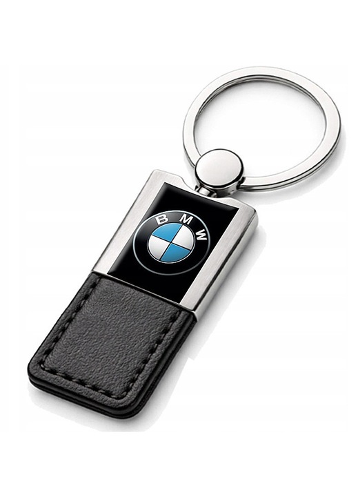 BMW, ключодържател за кола от метал и PU кожа с гел лого, устойчив на надраскване, черен/метален