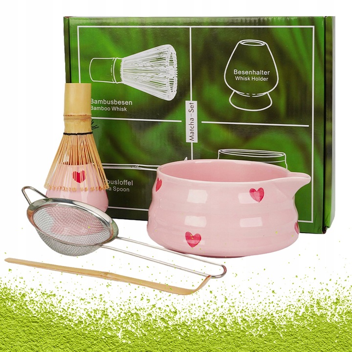 Set pentru ceai Matcha cu bol ceramic lingura sita suport multicolor
