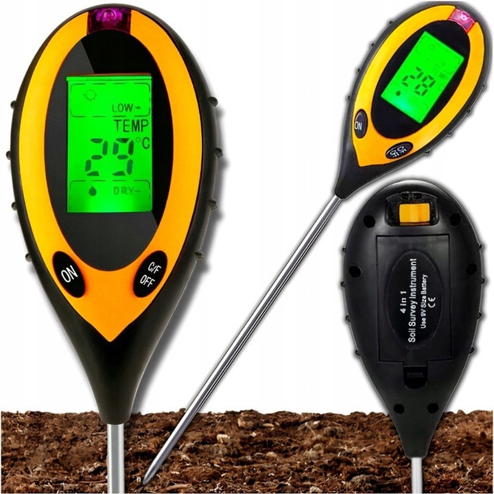 Sol Virginia Emag Tester sol Retoo 4in1 pH umiditate temperatura lumina 3,5x6x33cm - eMAG.ro