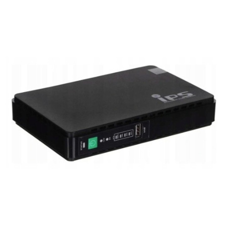 UPS PoE IPS RouterUPS-30-POE, több kimenet 5V/9V/12V/15V/24V és PoE 24V, rövidzárlat/túlterhelés/hővédelem, Fekete, 1 db