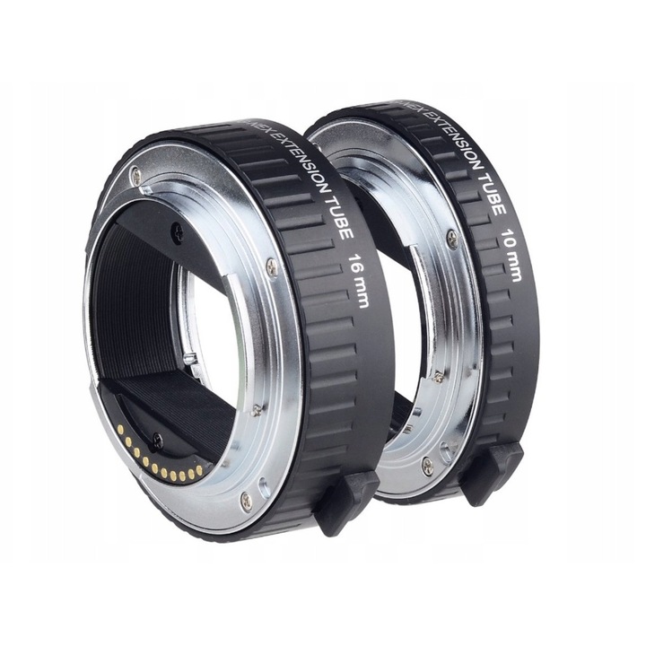 Viltrox hosszabbító gyűrű szett Sony E-hez, 10mm + 16mm, elektromos érintkezőkkel és autofókusz átvitellel, Fekete, 2 darab
