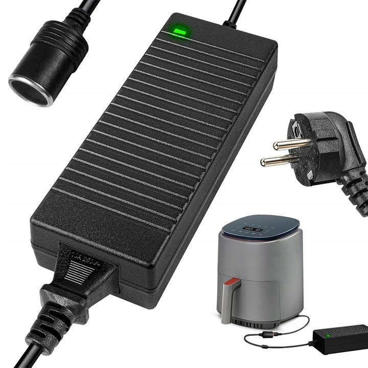 Feszültségátalakító 240V-ról 12V-ra 180W 15A fekete 16.8x6.7x3.3cm