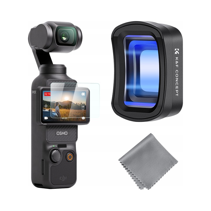 Анаморфен обектив KF01.2700 1.2x за DJI Osmo Pocket 3, магнитен монтаж, Ultra HD оптично стъкло с нано-антирефлексни покрития, Черен