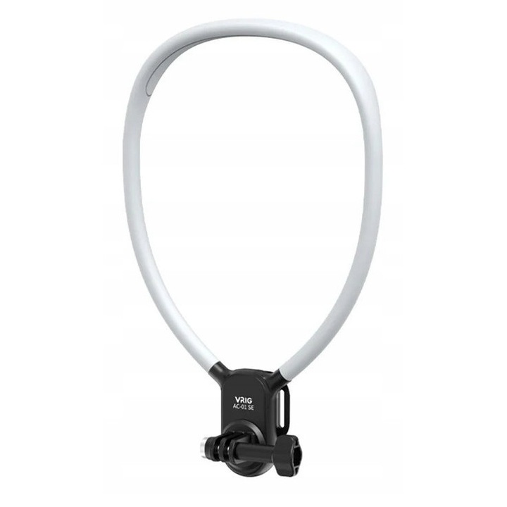 Поддръжка за врат VRIG AC-01 SE, тип монтаж GoPro съвместим с GoPro/DJI/Insta360, удобна еластична лента с бързо заключване, бял/черен, 1 бр