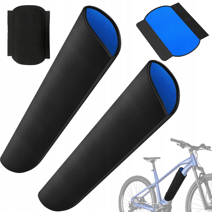 Husa baterie e-bike, protectie pentru acumulator impermeabila si rezistenta la inghet, prindere velcro, negru/albastru, 2 buc