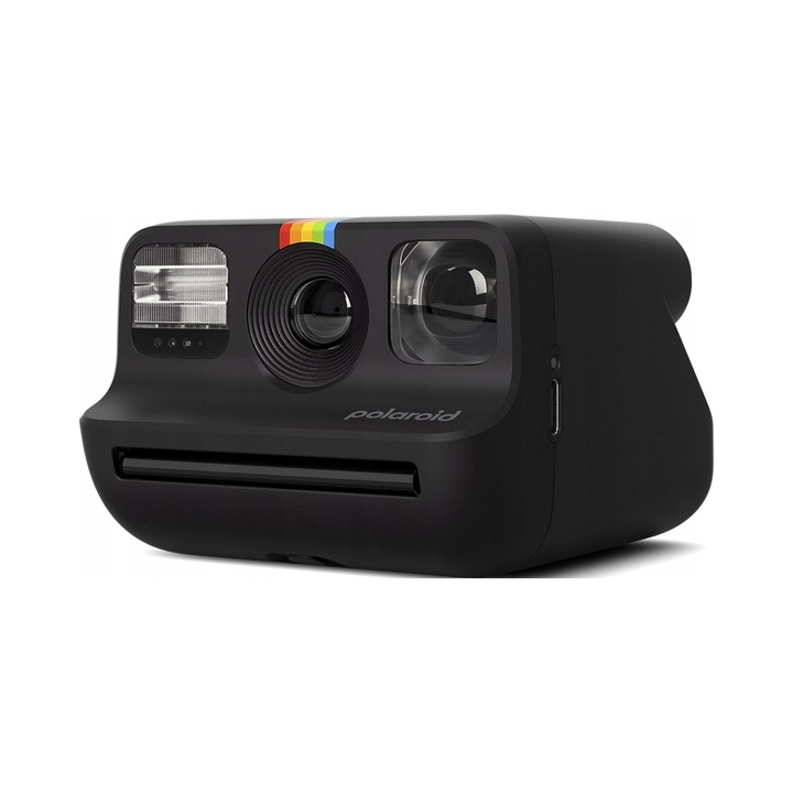 Aparat foto instant Polaroid Go Gen 2 E-box, aparat instant, portabil cu senzor de lumina precis, oglinda selfie si expunere dubla, incarcare USB-C, Negru, 16 fotografii