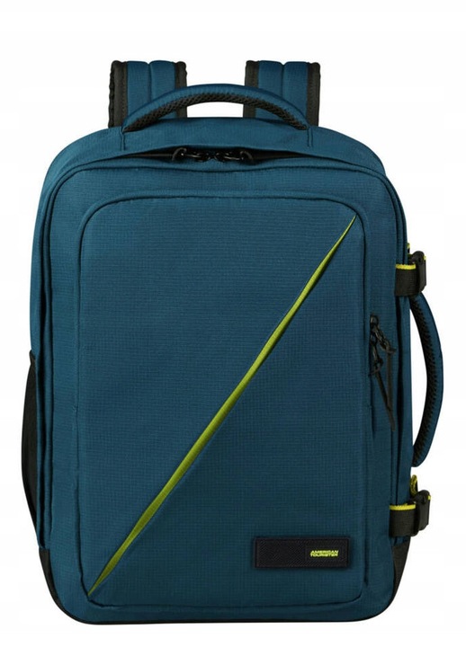 American Tourister, Rucsac de cabina din poliester rPET, cu compartiment pentru laptop si Smart Sleeve, Take2Cabin MS, harbor blue, 26,5 l, 40 x 30 x 20 cm