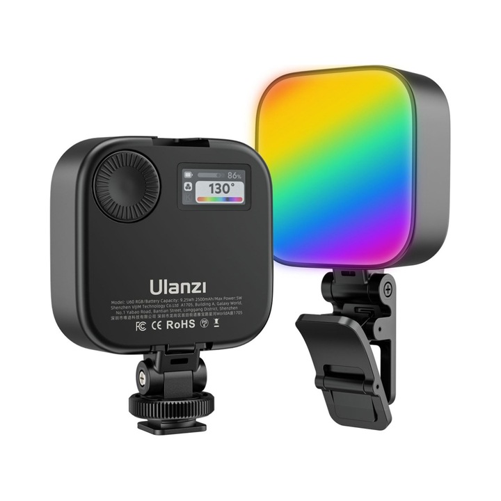 Lampa LED Ulanzi U60 RGB WB, компактна, магнитна, 68.7x68.7x25mm