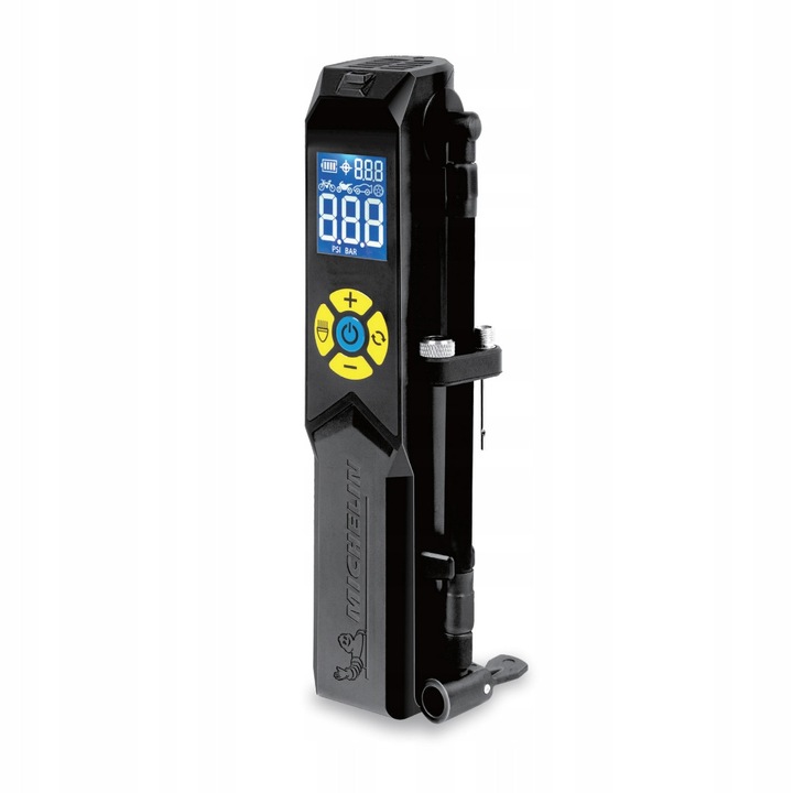 Преносима въздушна помпа Michelin Mini Inflator, с батерия 2500mAh, програмируем цифров дисплей PSI/BAR/kPa, черна
