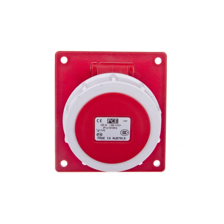 Priza tablou unghiulara PCE 16A 4P rosu IP67 80x75mm