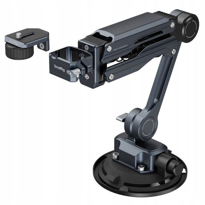 Братов амортисьор SmallRig 5123 Mini, с пружина с висок отскок и хидравлично демпфиране, регулируем, съвместим с DJI Osmo Pocket 3/GoPro HERO13/Insta360 X5, тъмно сив, 1 бр