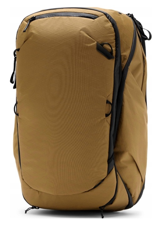Peak Design, Utazó hátizsák újrahasznosított 400D nylonból, Versa Shell, 45L-ig bővíthető, oldalsó hozzáféréssel és laptoptartó rekesszel, Travel Backpack 45L, Coyote, 45L
