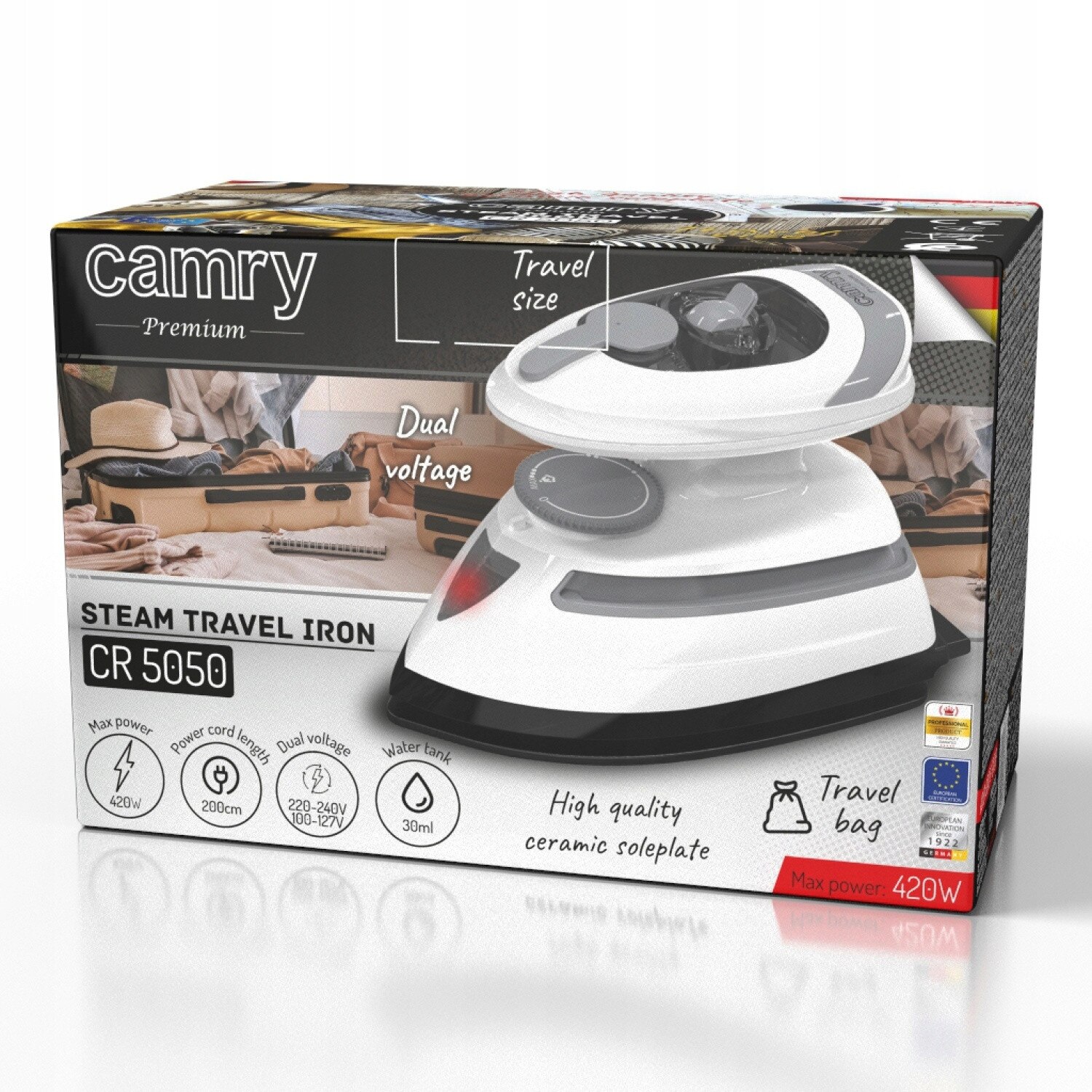 Fier de calcat cu aburi Camry CR 5050 pliabil usor 420W mic de calatorie