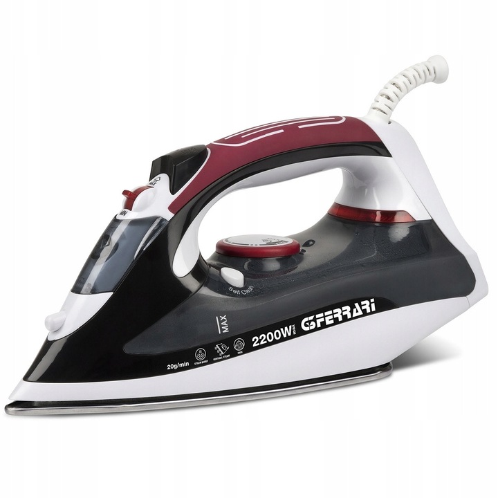 Fier de calcat cu abur G3Ferrari Califfo G40017, 2200W, talpa din otel inoxidabil, rezervor 280ml, functie pulverizare si self-clean, Multicolor