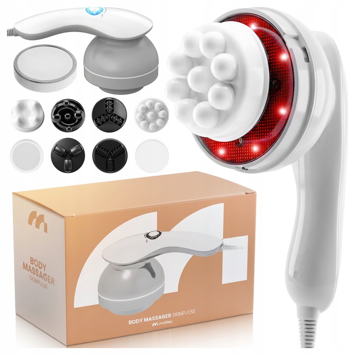 Maltec SkinPulse anticellulit masszírozó készülék, alakformáláshoz és feszesítéshez, több masszázsfejjel, fehér, 1 db