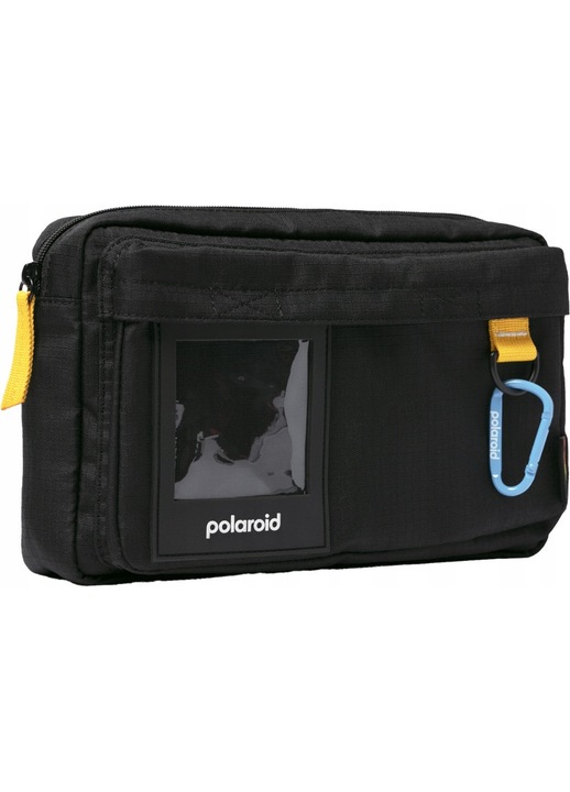 Polaroid, Чанта за през рамо от рециклиран рипстоп полиестер с прозорец за снимки и регулируема презрамка Ripstop, Черна