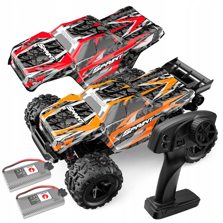 Кола с дистанционно управление ALLNOEL RC9309E 1:18, 4x4, безчетков мотор, до 40 км/ч, LED светлини, 2x1500mAh батерии, синьо/жълто, 27.5x20x10.5 см, 1 бр
