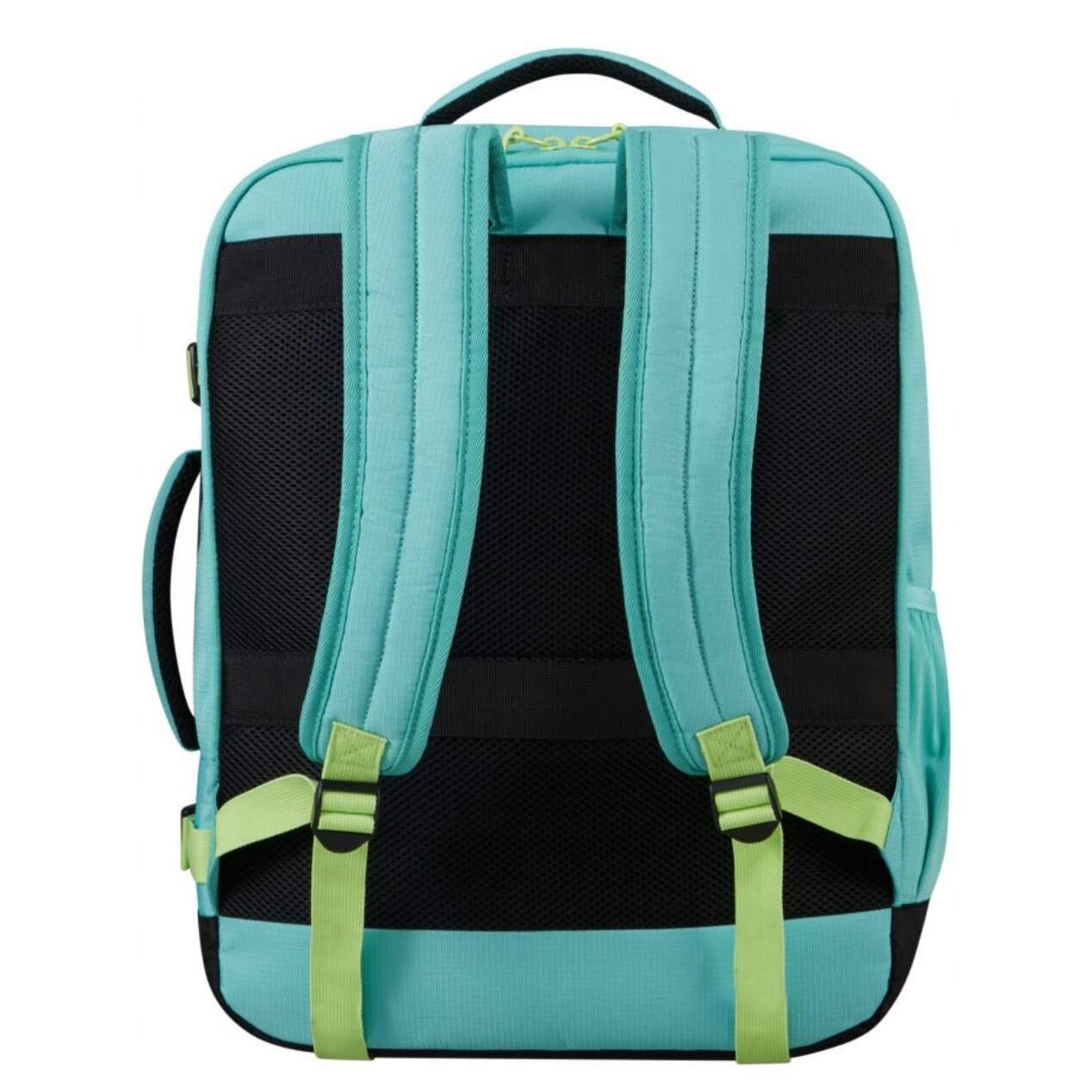 American Tourister, Rucsac de cabina din poliester rPET cu compartiment laptop 15,6 inch, pas Smart Sleeve si buzunar organizator Take2Cabin MS, turcoaz/verde lime, 40 x 30 x 20 cm