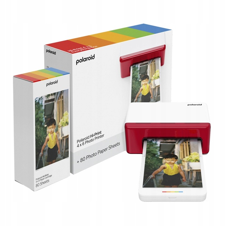 Фотопринтер Polaroid Hi-Print 4x6, термосублимация, USB-C, бял, 80 листа