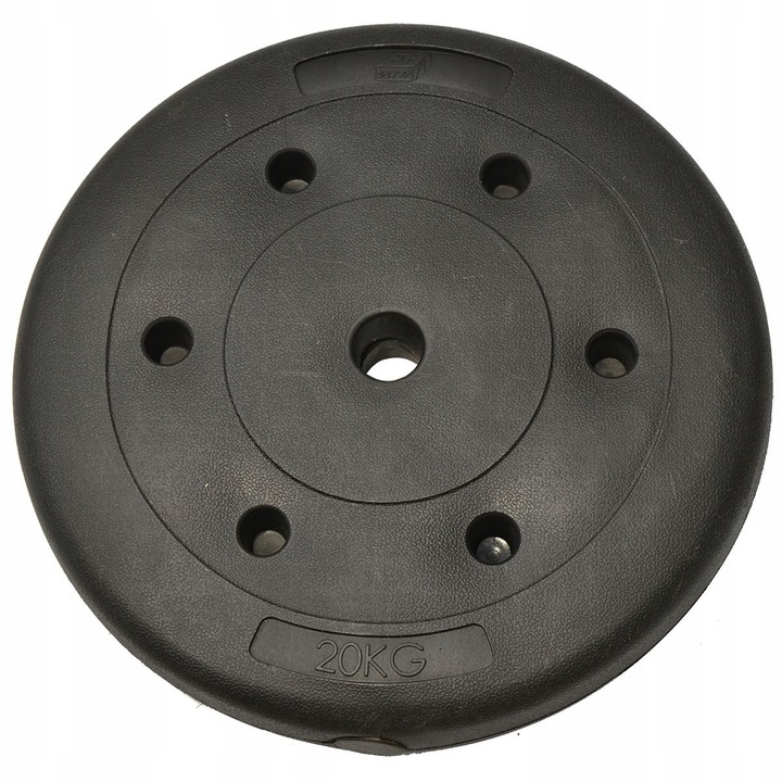 Disc greutate/placa pentru haltere Enero Fi29,5, beton cu invelis din plastic, gaura 29,5 mm, negru, 20 kg