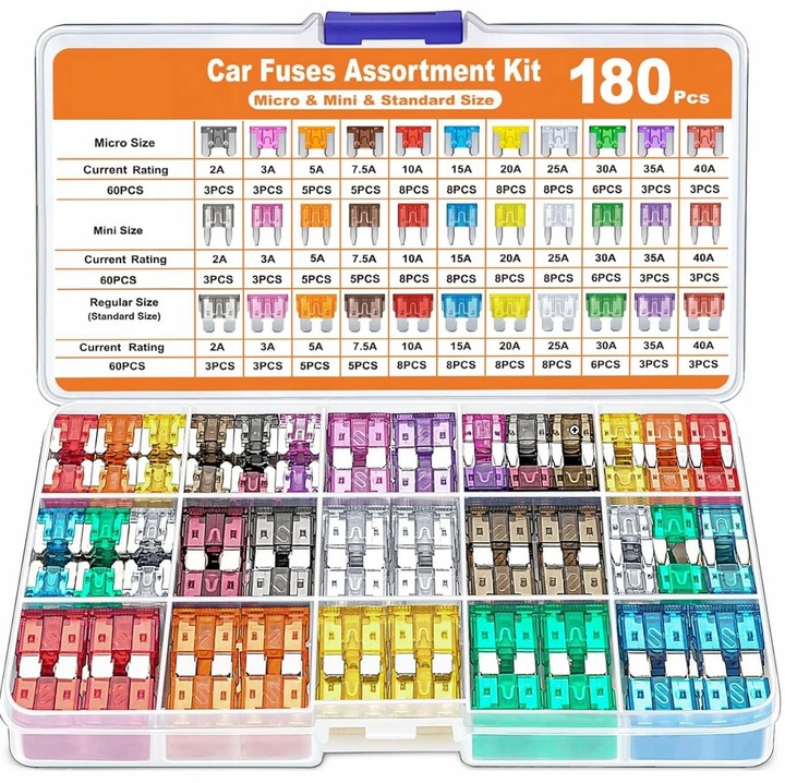Set sigurante auto 180 piese micro mini standard multicolor