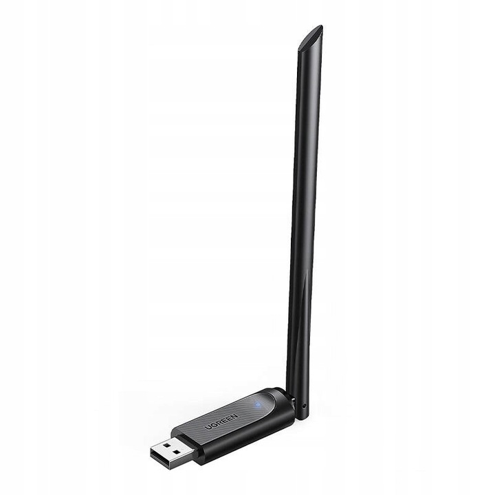 Ugreen 90339 USB WiFi adapter, kétsávos 5GHz/2.4GHz 433/200 Mbps, 6 dBi külső antenna, USB 2.0, fekete
