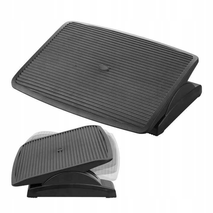 Suport pentru picioare ergonomic Platinet PFR7012, platforma larga 470 mm, reglabil unghi 0–20°, suprafata antiderapanta, din polistyren (HIPS), negru, 470x350x91 mm