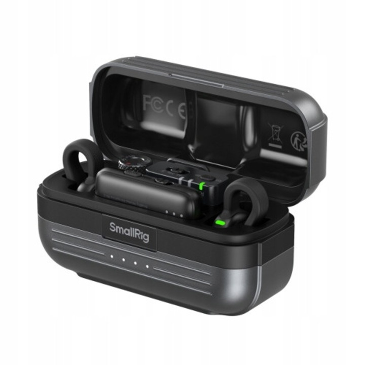 Microfon SmallRig S70-A wireless all-in-one, kit cu statie de incarcare, compact, negru, 1 set