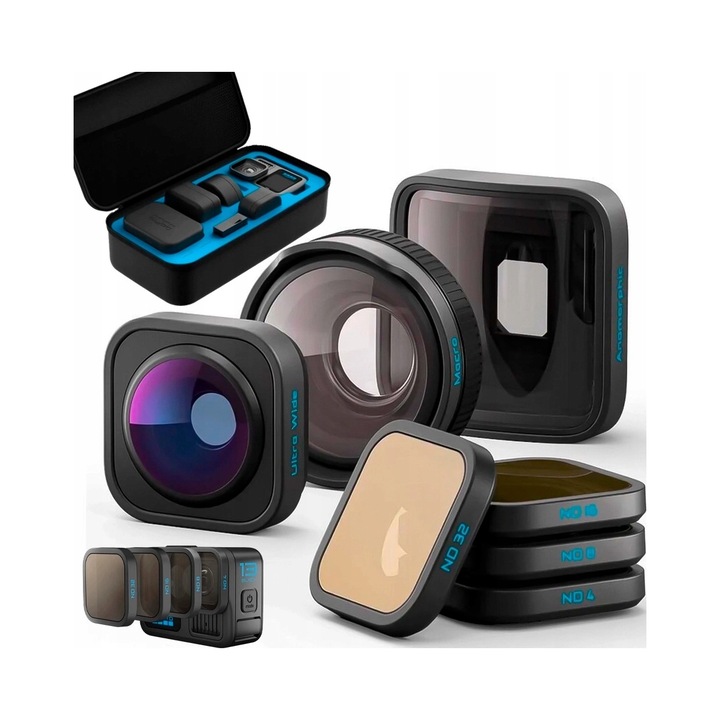Комплект лещи GoPro HB-Series, ултраширокоъгълни, макро, анаморфни, ND филтри, черни, за HERO13