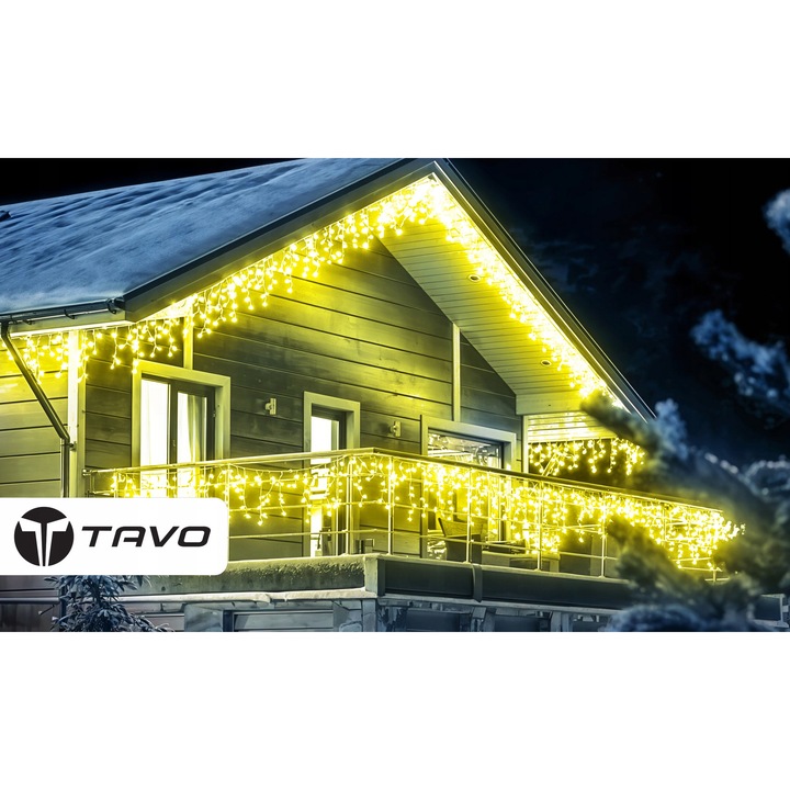 TAVO ICE300 meleg fényfüzér, 300 LED, FLASH effekt, IP44, meleg fehér, 12 m