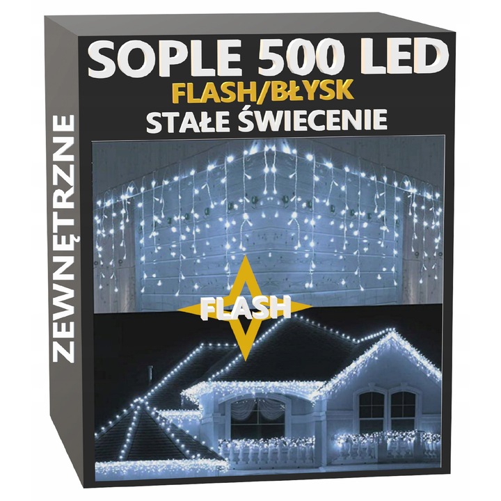 Fényfüggöny, 500 LED, hideg fehér, 20m, kültéri és beltéri, IP44