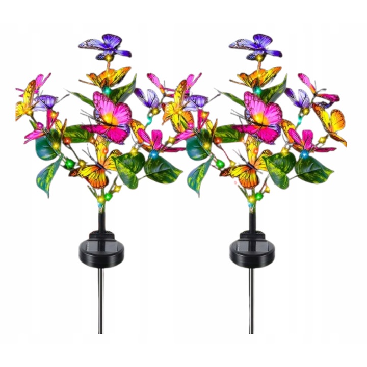 Set 2 lampi solare gradina fluturi colorate IP65 20x15cm