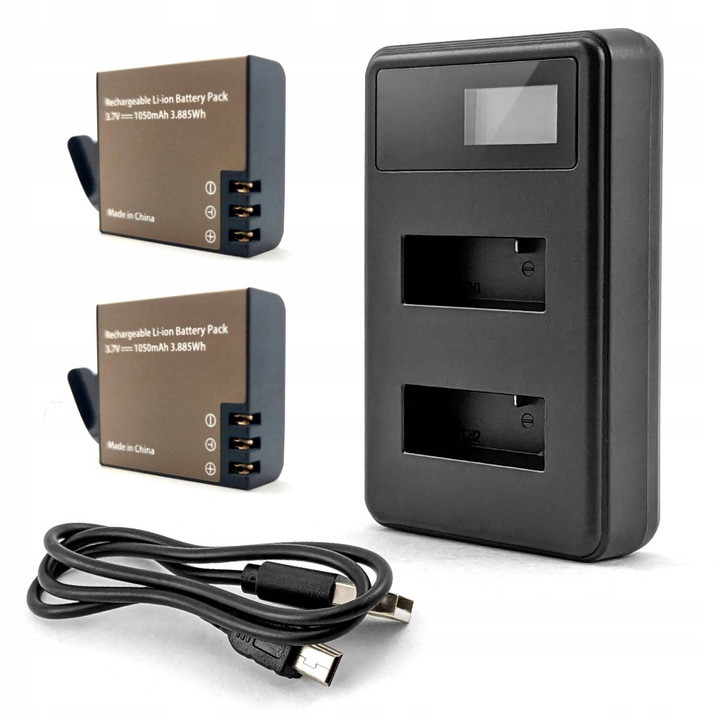 Комплект двойно LCD зарядно Eken, 2 батерии 1050mAh, бял, 33x29.7x10.4mm