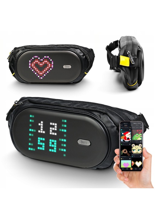 Чанта Slingbag Pixoo, LED 16x16 пиксела, водоустойчива, регулируема